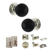 Atlantic Old English Whitby Door Knob Pack (Bathroom Set - 3" Deadbolt, 4" Slim Knuckle Hinges x2)