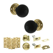 Atlantic Old English Whitby Door Knob Pack (Bathroom Set - 4" Deadbolt, 3" Fire Rated Hinges x3)