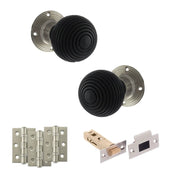 Atlantic Old English Whitby Door Knob Pack (Latch Set - 4" HD Latch, 3" Fire Rated Hinges x3)