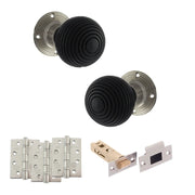 Atlantic Old English Whitby Door Knob Pack (Latch Set - 4" HD Latch, 4" Fire Rated Hinges x3)