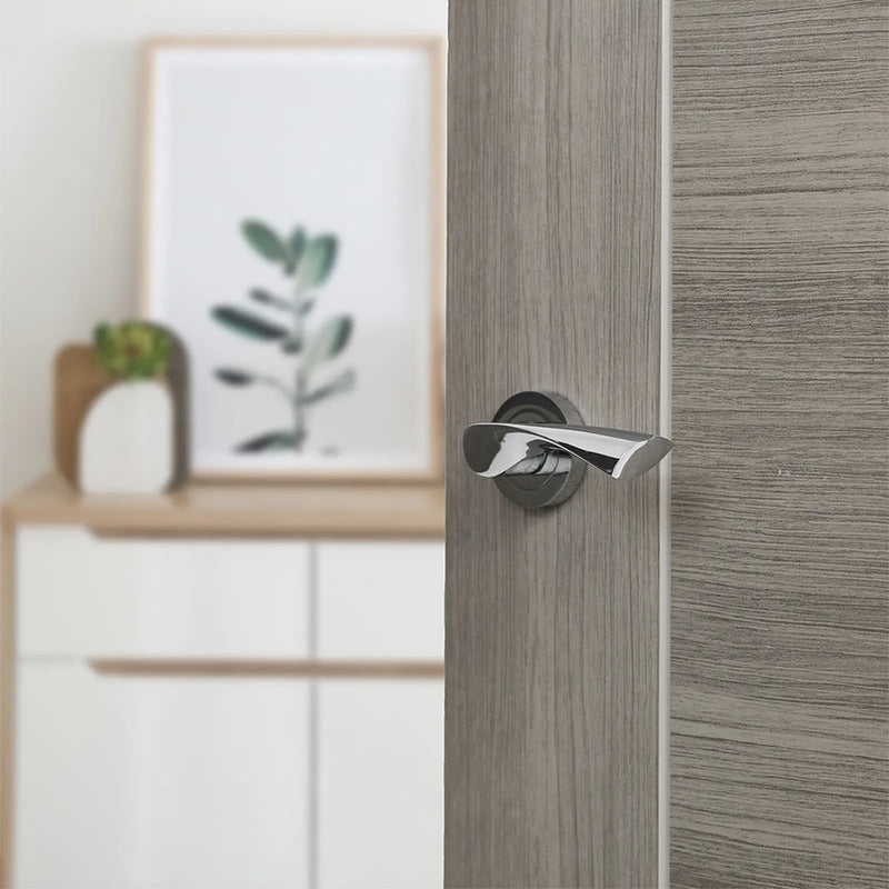Atlantic Eco Aqua Door Handle Pack (Bathroom Set - 2.5" CE Bathroom Lock, 3" Fire Rated Hinges x3)