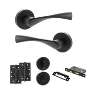 Atlantic Eco Aqua Door Handle Pack (Bathroom Set - 2.5" CE Bathroom Lock, 4" Slim Knuckle Hinges x2)