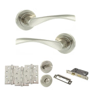 Atlantic Eco Aqua Door Handle Pack (Bathroom Set - 3" CE Bathroom Lock, 4" Fire Rated Hinges x3)