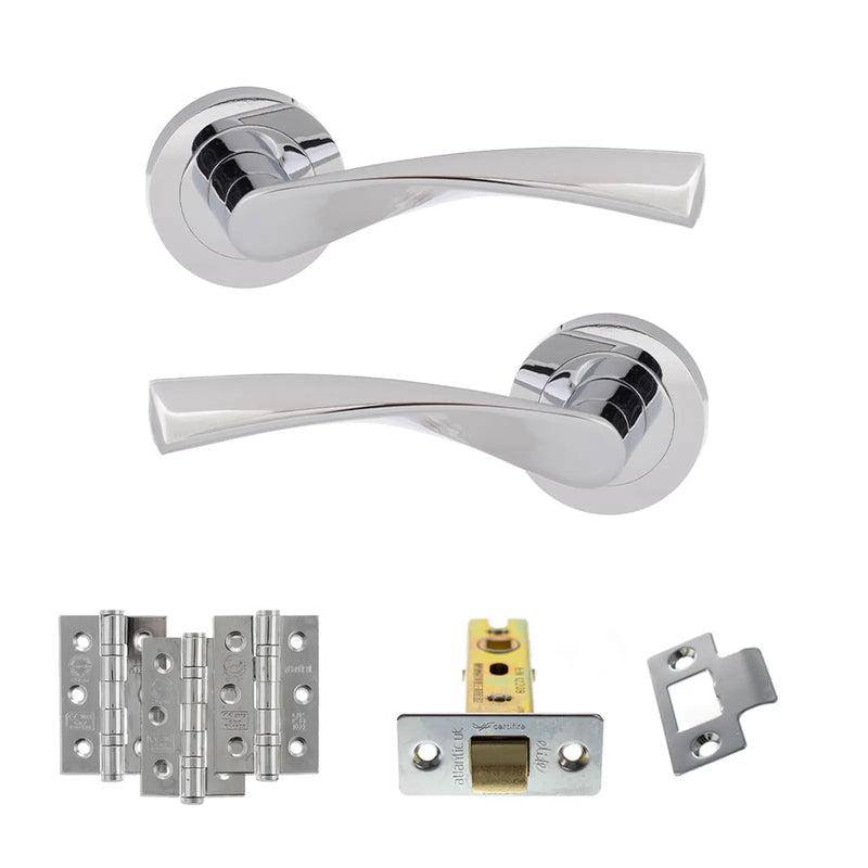 Atlantic Eco Aqua Door Handle Pack (Latch Set - 2.5" CE Latch, 3" Fire Rated Hinges x3)