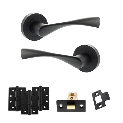 Atlantic Eco Aqua Door Handle Pack (Latch Set - 2.5" CE Latch, 4" Fire Rated Hinges x3)