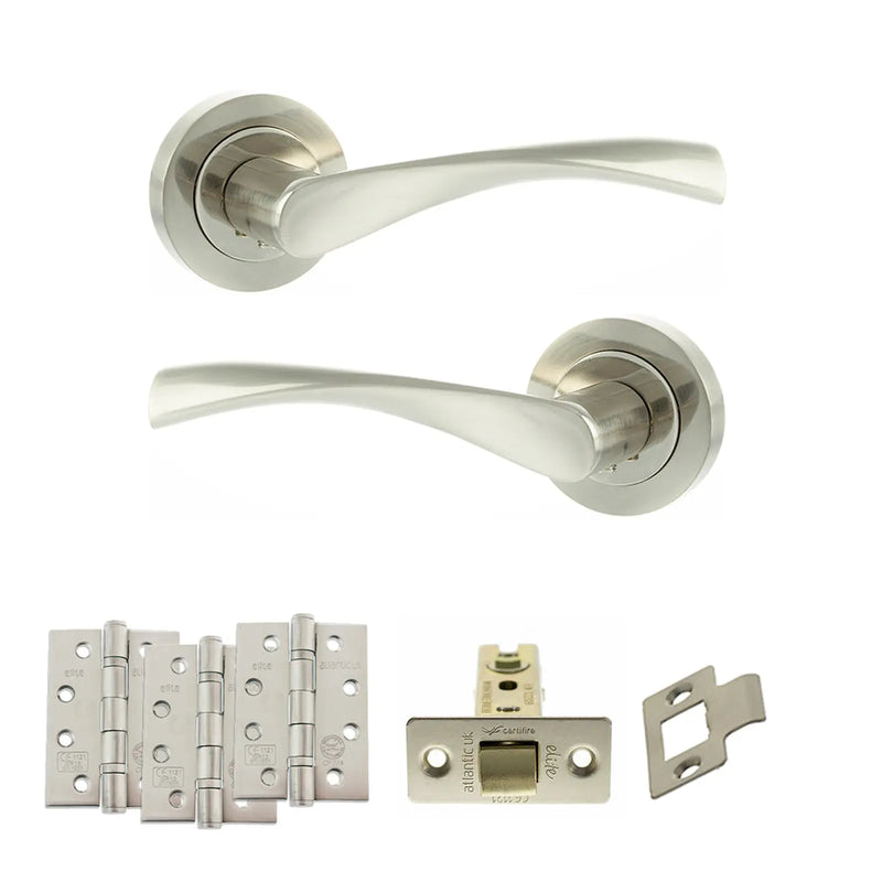 Atlantic Eco Aqua Door Handle Pack (Latch Set - 2.5" CE Latch, 4" Fire Rated Hinges x3)