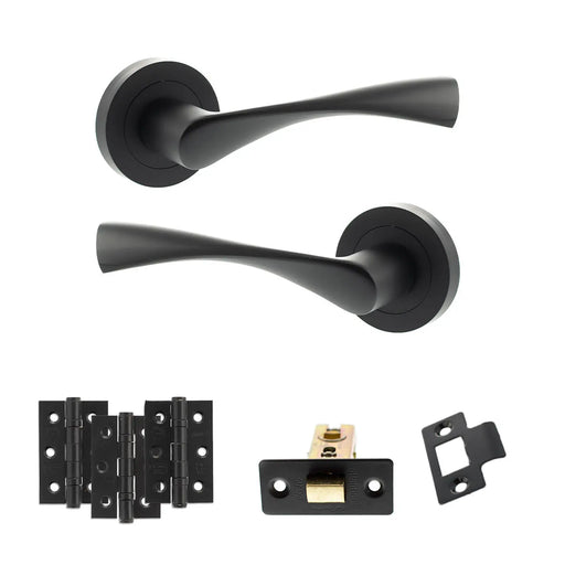 Atlantic Eco Aqua Door Handle Pack (Latch Set - 3" CE Latch, 3" Fire Rated Hinges x3)