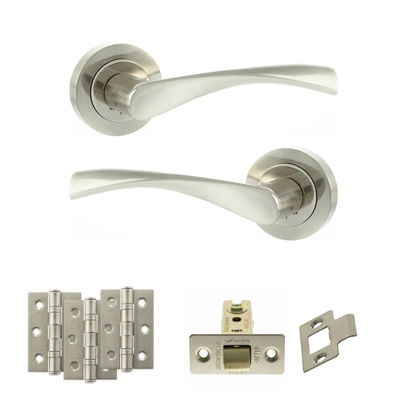 Atlantic Eco Aqua Door Handle Pack (Latch Set - 3" CE Latch, 3" Fire Rated Hinges x3)