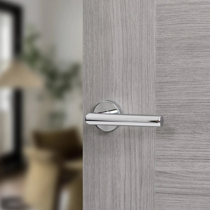 Atlantic Forme Elle Lever Door Handle on Minimal Round Rose