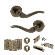 Atlantic Old English Warwick Door Handle Pack (Euro Lock Set - 3" CE Sashlock, 4" Fire Rated Hinges x3)