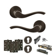 Atlantic Old English Warwick Door Handle Pack (Euro Lock Set - 2.5" CE Sashlock, 4" Fire Rated Hinges x3)