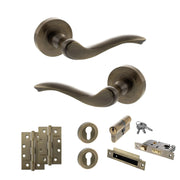 Atlantic Old English Warwick Door Handle Pack (Euro Lock Set - 3" CE Sashlock, 4" Slim Knuckle Hinges x2)