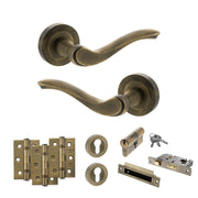 Atlantic Old English Warwick Door Handle Pack (Euro Lock Set - 2.5" CE Sashlock, 3" Fire Rated Hinges x3)