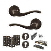 Atlantic Old English Warwick Door Handle Pack (Euro Lock Set - 2.5" CE Sashlock, 3" Fire Rated Hinges x3)