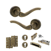Atlantic Old English Warwick Door Handle Pack (Euro Lock Set - 2.5" CE Sashlock, 4" Slim Knuckle Hinges x2)