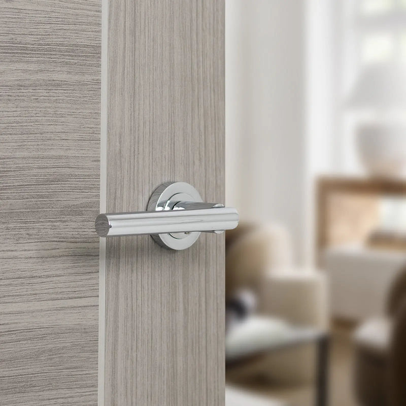 Atlantic STATUS Nebraska Door Handle Pack (Bathroom Set - 3" CE Bathroom Lock, 3" Fire Rated Hinges x3)