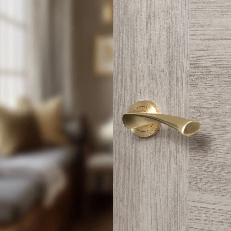 Atlantic STATUS Colorado Door Handle Pack (Bathroom Set - 2.5" CE Bathroom Lock, 4" Slim Knuckle Hinges x2)