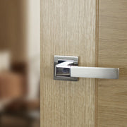 Atlantic STATUS Montana Door Handle Pack (Bathroom Set - 2.5" CE Bathroom Lock, 3" Fire Rated Hinges x3)
