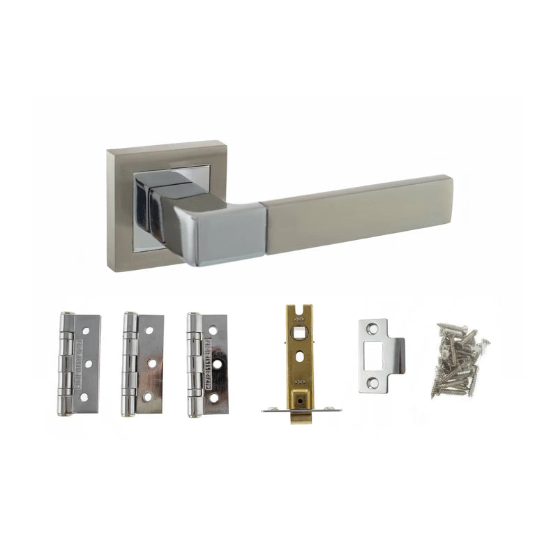 Atlantic STATUS Montana Door Handle Pack (Latch Set - 2.5" CE Latch, 3" Fire Rated Hinges x3)