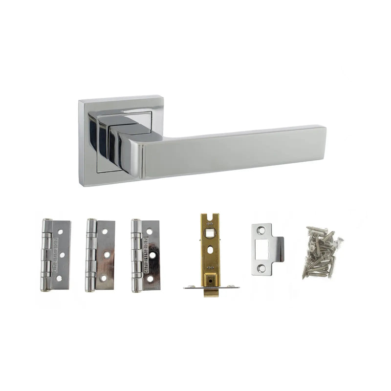 Atlantic STATUS Montana Door Handle Pack (Latch Set - 3" CE Latch, 3" Fire Rated Hinges x3)