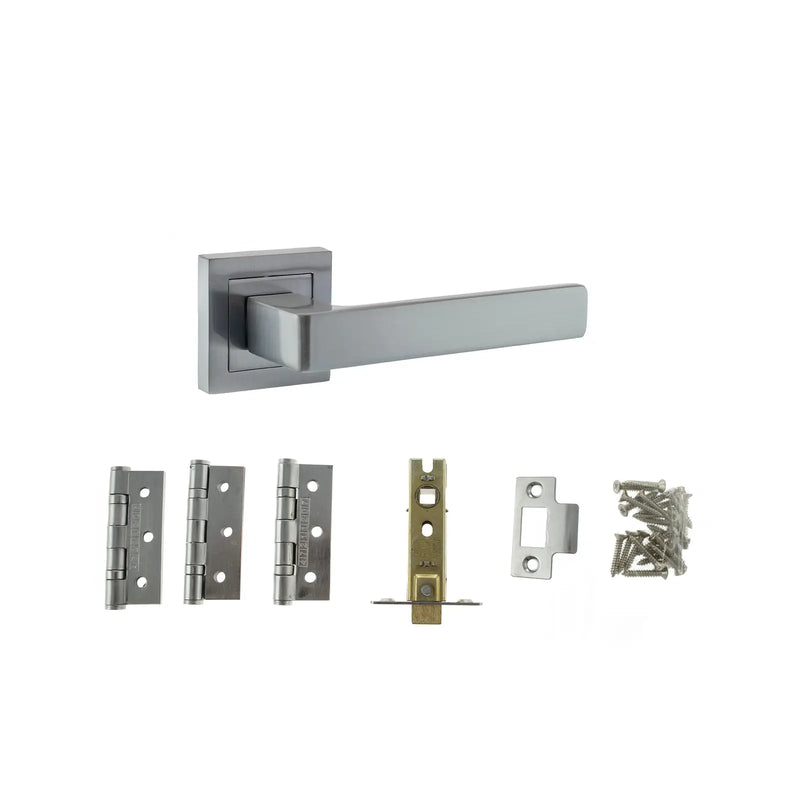Atlantic STATUS Montana Door Handle Pack (Latch Set - 3" CE Latch, 3" Fire Rated Hinges x3)