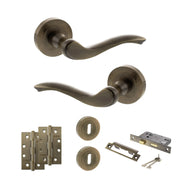 Atlantic Old English Warwick Door Handle Pack (3 Lever Lock Set - 3" CE Sashlock, 4" Slim Knuckle Hinges x2)