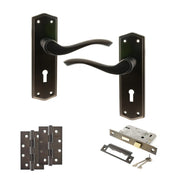 Atlantic Old English Warwick Door Handle Pack (3 Lever Lock Set - 3" CE Sashlock, 4" Slim Knuckle Hinges x2)