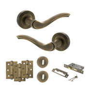 Atlantic Old English Warwick Door Handle Pack (3 Lever Lock Set - 2.5" CE Sashlock, 3" Fire Rated Hinges x3)