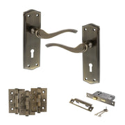 Atlantic Old English Warwick Door Handle Pack (3 Lever Lock Set - 2.5" CE Sashlock, 3" Fire Rated Hinges x3)