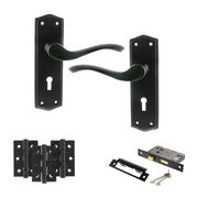 Atlantic Old English Warwick Door Handle Pack (3 Lever Lock Set - 2.5" CE Sashlock, 3" Fire Rated Hinges x3)