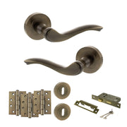 Atlantic Old English Warwick Door Handle Pack (3 Lever Lock Set - 3" CE Sashlock, 4" Fire Rated Hinges x3)