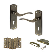 Atlantic Old English Warwick Door Handle Pack (3 Lever Lock Set - 3" CE Sashlock, 4" Fire Rated Hinges x3)