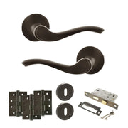 Atlantic Old English Warwick Door Handle Pack (3 Lever Lock Set - 2.5" CE Sashlock, 4" Fire Rated Hinges x3)