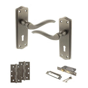 Atlantic Old English Warwick Door Handle Pack (3 Lever Lock Set - 2.5" CE Sashlock, 4" Slim Knuckle Hinges x2)