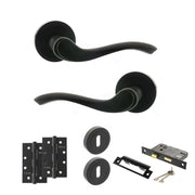 Atlantic Old English Warwick Door Handle Pack (3 Lever Lock Set - 2.5" CE Sashlock, 4" Slim Knuckle Hinges x2)
