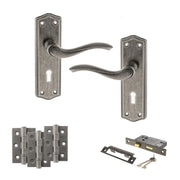 Atlantic Old English Warwick Door Handle Pack (3 Lever Lock Set - 3" CE Sashlock, 3" Fire Rated Hinges x3)