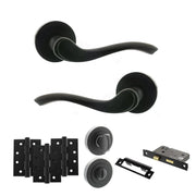 Atlantic Old English Warwick Door Handle Pack (Bathroom Set - 3" CE Bathroom Lock, 4" Fire Rated Hinges x3)