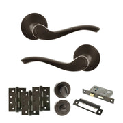 Atlantic Old English Warwick Door Handle Pack (Bathroom Set - 3" CE Bathroom Lock, 4" Fire Rated Hinges x3)