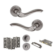 Atlantic Old English Warwick Door Handle Pack (Bathroom Set - 2.5" CE Bathroom Lock, 3" Fire Rated Hinges x3)