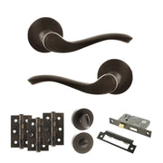 Atlantic Old English Warwick Door Handle Pack (Bathroom Set - 2.5" CE Bathroom Lock, 3" Fire Rated Hinges x3)