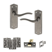 Atlantic Old English Warwick Door Handle Pack (Latch Set - 2.5" CE Latch, 4" Fire Rated Hinges x3)