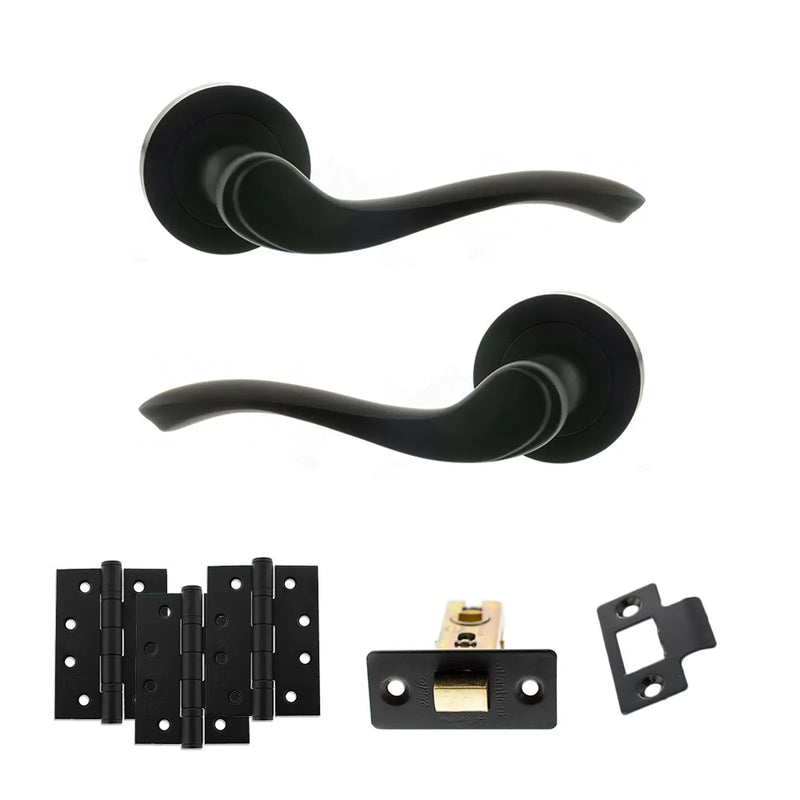 Atlantic Old English Warwick Door Handle Pack (Latch Set - 2.5" CE Latch, 4" Fire Rated Hinges x3)