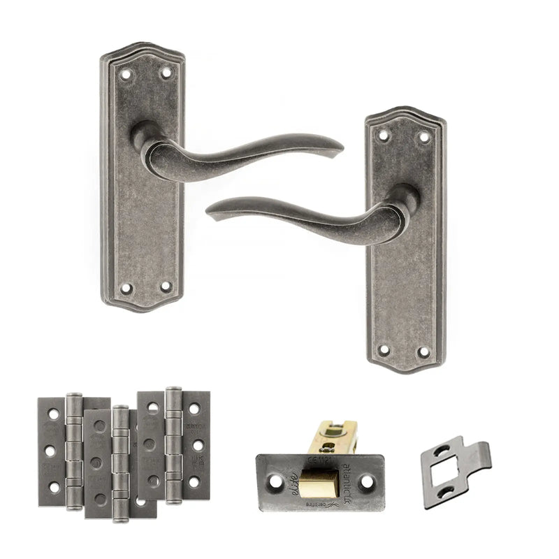 Atlantic Old English Warwick Door Handle Pack (Latch Set - 2.5" CE Latch, 3" Fire Rated Hinges x3)