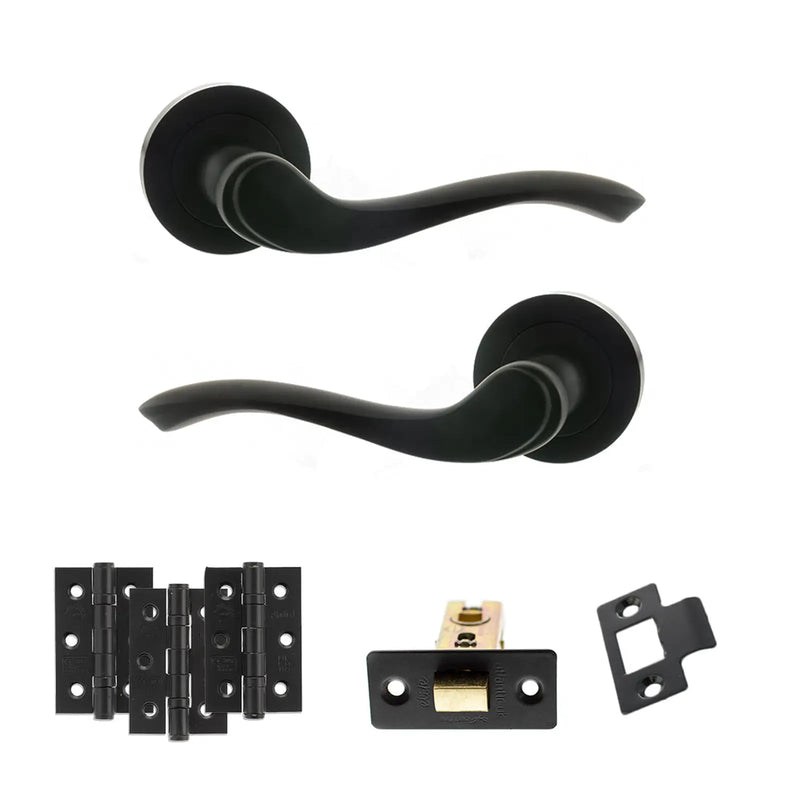 Atlantic Old English Warwick Door Handle Pack (Latch Set - 2.5" CE Latch, 3" Fire Rated Hinges x3)