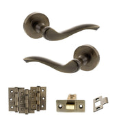 Atlantic Old English Warwick Door Handle Pack (Latch Set - 2.5" CE Latch, 3" Fire Rated Hinges x3)