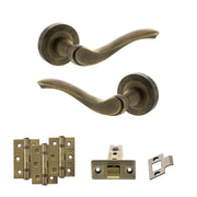 Atlantic Old English Warwick Door Handle Pack (Latch Set - 2.5" CE Latch, 3" Fire Rated Hinges x3)