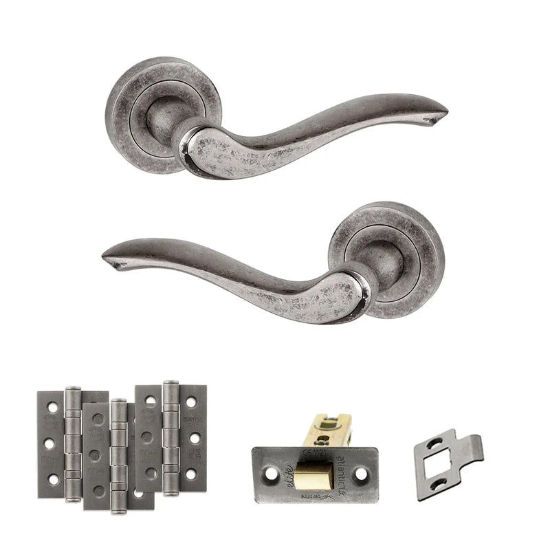 Atlantic Old English Warwick Door Handle Pack (Latch Set - 3" CE Latch, 3" Fire Rated Hinges x3)