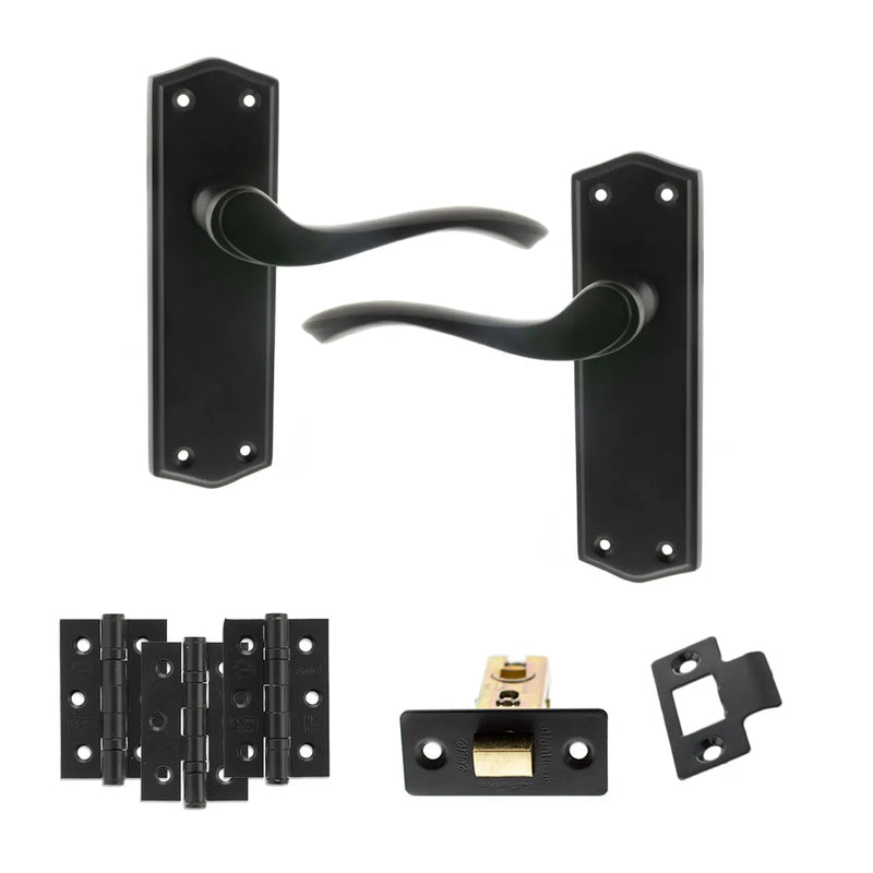 Atlantic Old English Warwick Door Handle Pack (Latch Set - 3" CE Latch, 3" Fire Rated Hinges x3)