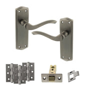 Atlantic Old English Warwick Door Handle Pack (Latch Set - 3" CE Latch, 3" Fire Rated Hinges x3)