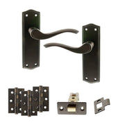 Atlantic Old English Warwick Door Handle Pack (Latch Set - 3" CE Latch, 3" Fire Rated Hinges x3)